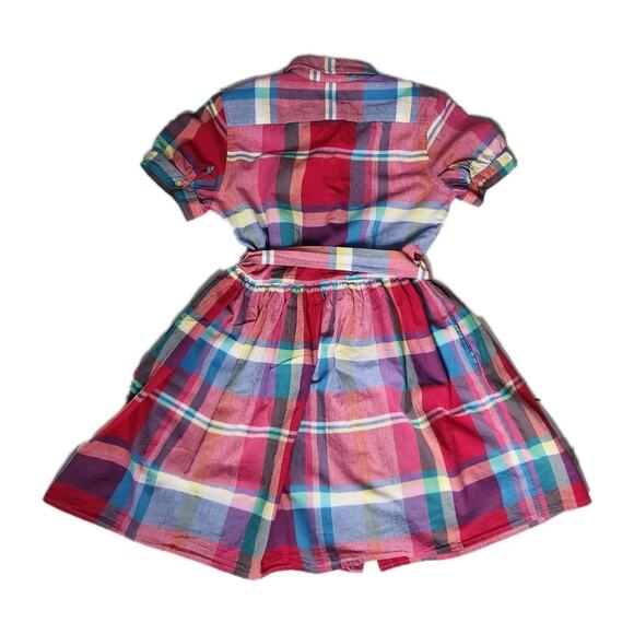 Polo Ralph Lauren Girls Madras Plaid Multicolor Fit & Flare Shirt Dress Size 16 - Picture 3 of 8